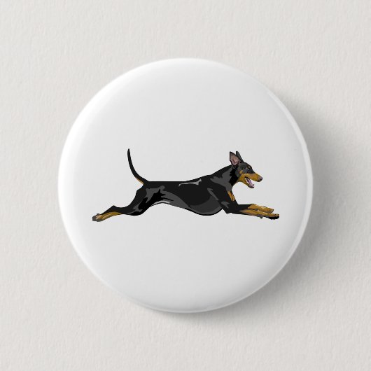 Doberman All Natural Running Black Ronde Button 5,7 Cm (Voorkant)