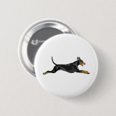 Doberman All Natural Running Black Ronde Button 5,7 Cm (Voorkant /achterkant)