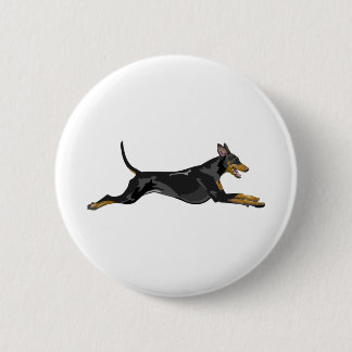 Doberman All Natural Running Black Ronde Button 5,7 Cm
