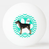 Doberman; Aqua Green Chevron Pingpongbal (Voorkant)