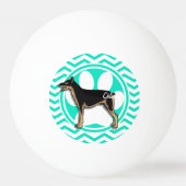 Doberman; Aqua Green Chevron Pingpongbal (Achterkant)
