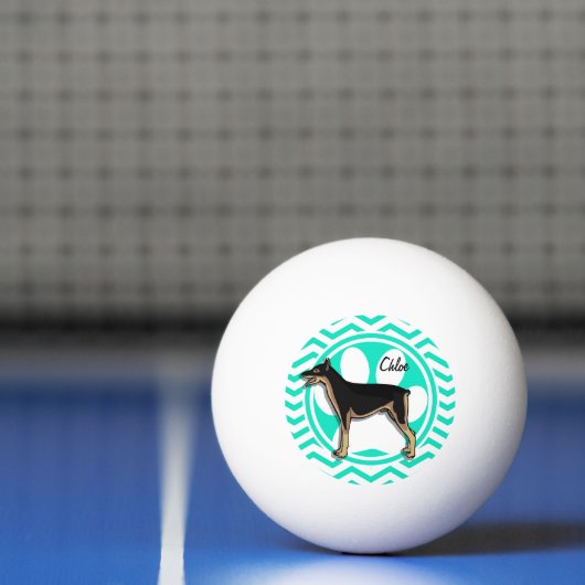 Doberman; Aqua Green Chevron Pingpongbal (Net)