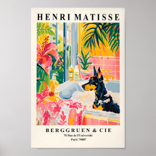 Doberman Art Print, Tropische Badkamer Wall Art, A Poster