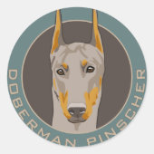 Doberman Badge, Fawn Ronde Sticker (Voorkant)