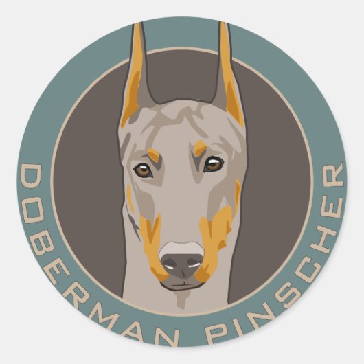 Doberman Badge, Fawn Ronde Sticker (Voorkant)