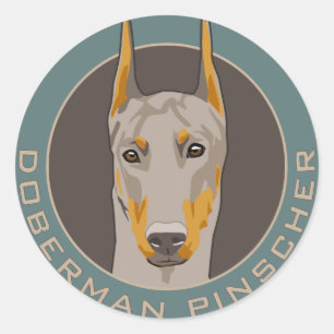 Doberman Badge, Fawn Ronde Sticker
