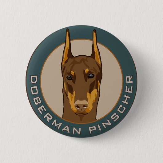 Doberman Badge, Red Ronde Button 5,7 Cm (Voorkant)