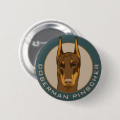 Doberman Badge, Red Ronde Button 5,7 Cm (Voorkant /achterkant)