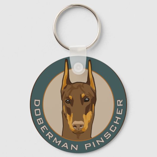 Doberman Badge, Red Sleutelhanger (Voorkant)