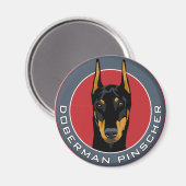 Doberman Badge, zwart met rood Magneet (Voorkant / Achterkant)
