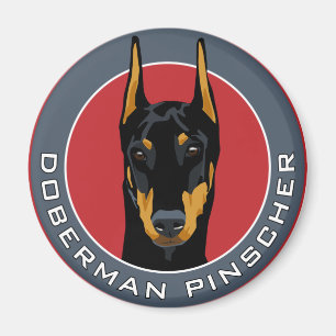 Doberman Badge, zwart met rood Magneet
