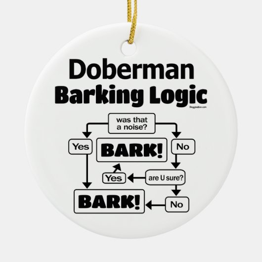 Doberman Barking Logic Keramisch Ornament (Voorkant)