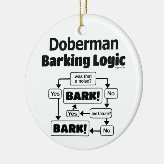 Doberman Barking Logic Keramisch Ornament (Links)