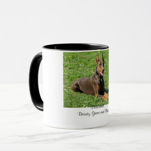 Doberman:  Beauty, Grace en Power Mok (Voorkant links)