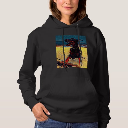 Doberman bij de strand 820 hoodie (Voorkant)