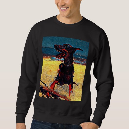 Doberman bij de strand 820 trui (Voorkant)