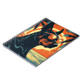 Doberman bij een tropisch strand tijdens zonsonder notitieboek (Linkerzijde)