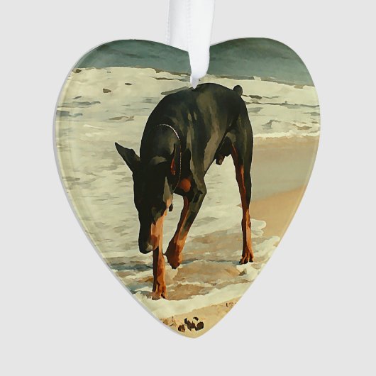 Doberman bij het Afbeelding voor het verven van he Ornament (voorkant)
