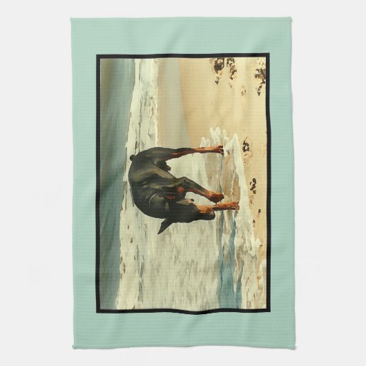 Doberman bij het Afbeelding voor het verven van he Theedoek (Verticaal)