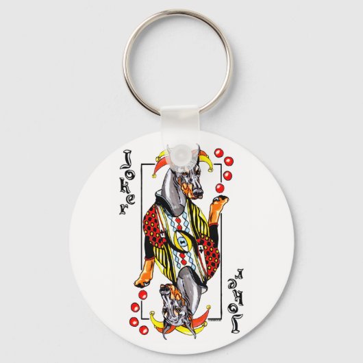Doberman Black Joker Sleutelhanger (Voorkant)