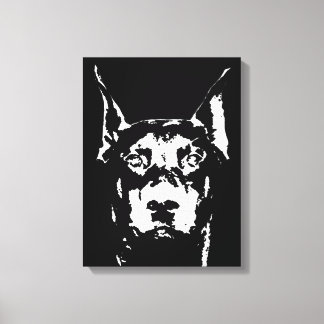 Doberman Black & White Wrapped Canvas afdrukken