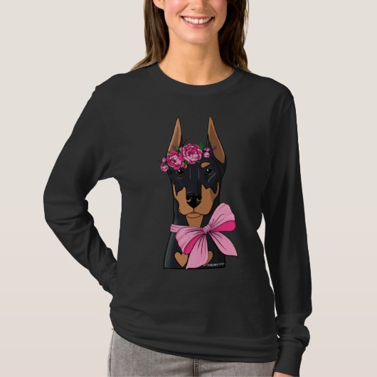 Doberman Bloemenmeisje T-shirt (Voorkant)