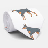 doberman blue en roest cartoon stropdas (Opgerold)