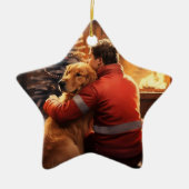 Doberman Brandweerman Kerst Ornament Hondenliefheb (Voorkant)
