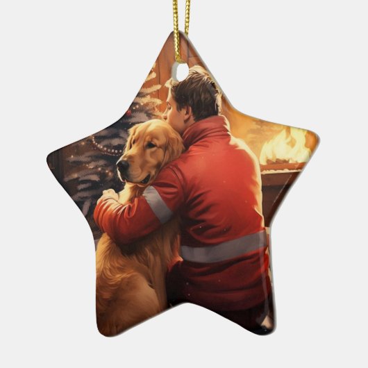 Doberman Brandweerman Kerst Ornament Hondenliefheb (Links)