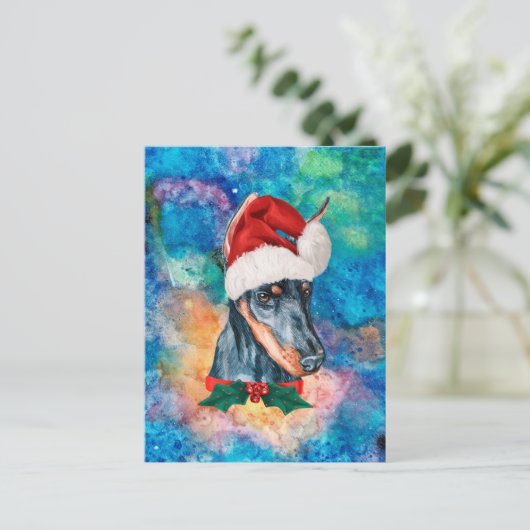 Doberman Breed Dog Kerstmis Feestdagenkaart (Staand voorkant)