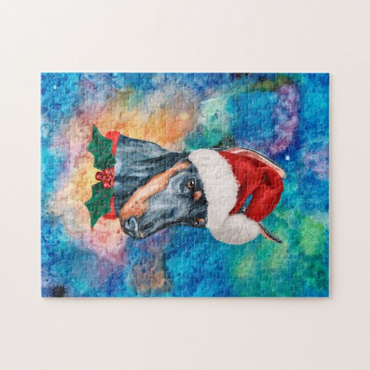 Doberman Breed Dog Kerstmis Legpuzzel (Horizontaal)