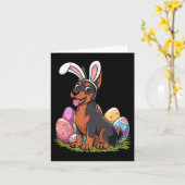 Doberman Bunny Ears Easter Egg Hunt Hondenliefhebb Kaart (Gele Bloem)