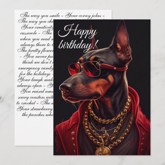 Doberman charm. feestdagenkaart (Voorkant / Achterkant)