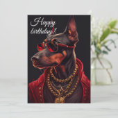 Doberman charm. feestdagenkaart (Staand voorkant)