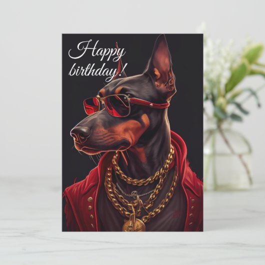 Doberman charm. feestdagenkaart (Staand voorkant)