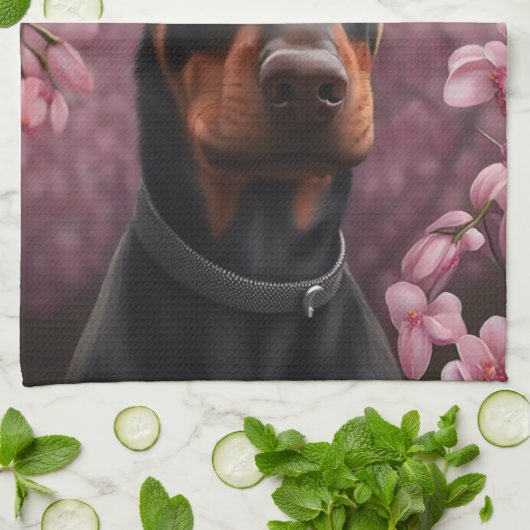 Doberman charm theedoek (Gevouwen)