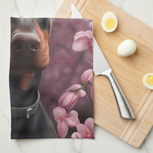 Doberman charm theedoek (Quarter Fold)