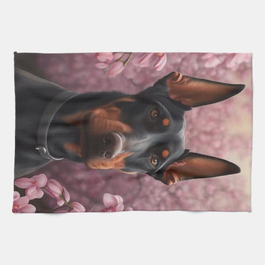 Doberman charm theedoek (Horizontaal)