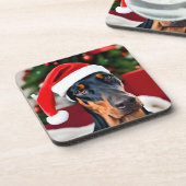 Doberman Christmas Bier Onderzetter (Linkerzijde)