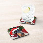 Doberman Christmas Bier Onderzetter (Rechterzijde)