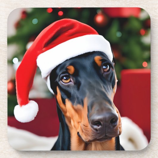 Doberman Christmas Bier Onderzetter (Voorkant)