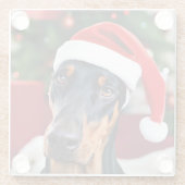 Doberman Christmas Glazen Onderzetter (Achterkant)