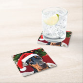 Doberman Christmas Kartonnen Onderzetters (Insitu)