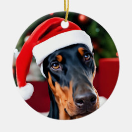 Doberman Christmas Keramisch Ornament