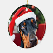 Doberman Christmas Keramisch Ornament (Links)
