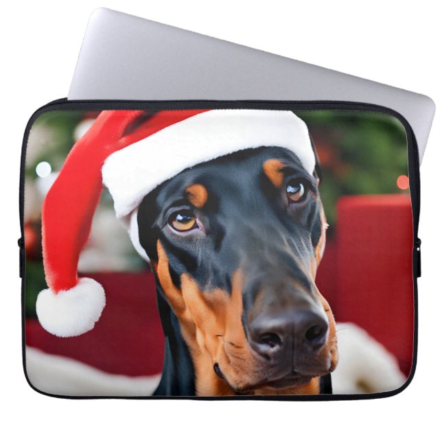 Doberman Christmas Laptop Sleeve (Voorkant)
