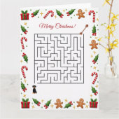 Doberman Christmas Maze Puzzle Holiday Kaart (Gele Bloem)