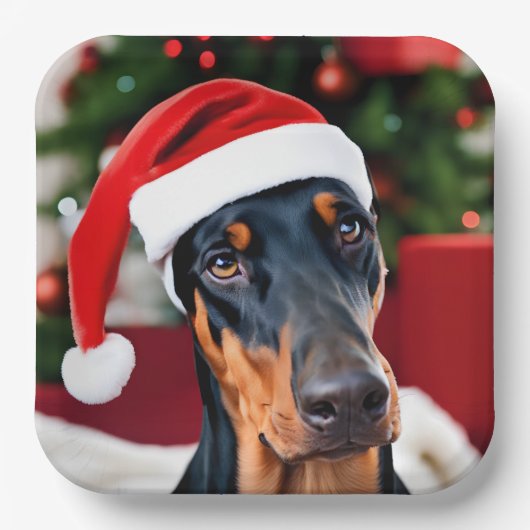 Doberman Christmas Papieren Bordje (Voorkant)