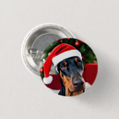 Doberman Christmas Ronde Button 3,2 Cm (Voorkant /achterkant)