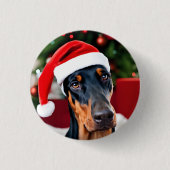 Doberman Christmas Ronde Button 3,2 Cm (Voorkant)